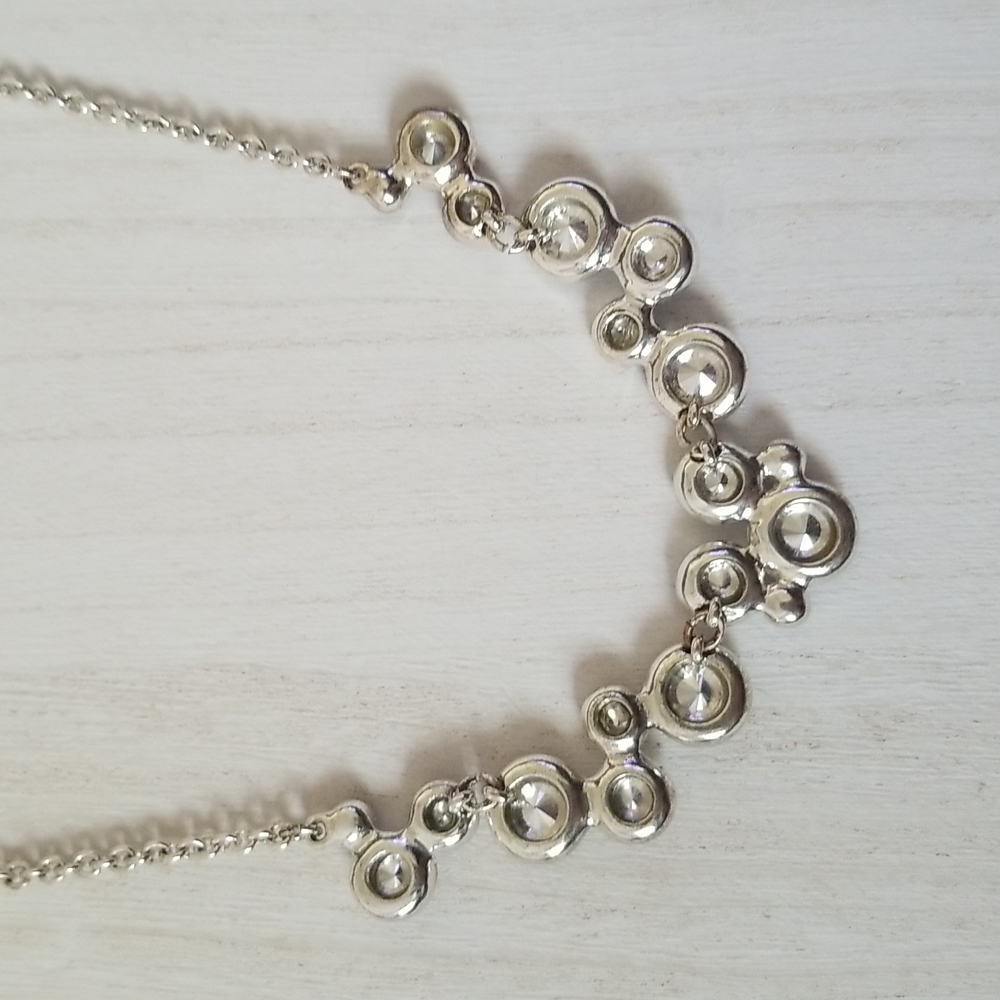 Blue and Silver Rose Cut Rhinestone Necklace - Picture 4 of 7